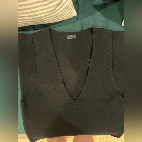 JOSEPH Milano Knitted Soft Wool Sleeveless Dress with Large Pockets, Deep V Neck - Picture 7 of 12